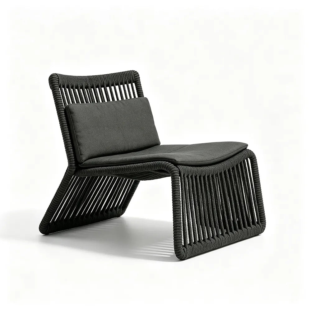 SOLARA Outdoor Lounge Chair - Single Seat Woven Sofa Aluminium Alloy Frame Patio Furniture for Garden Balcony Leisure Spaces - Black
