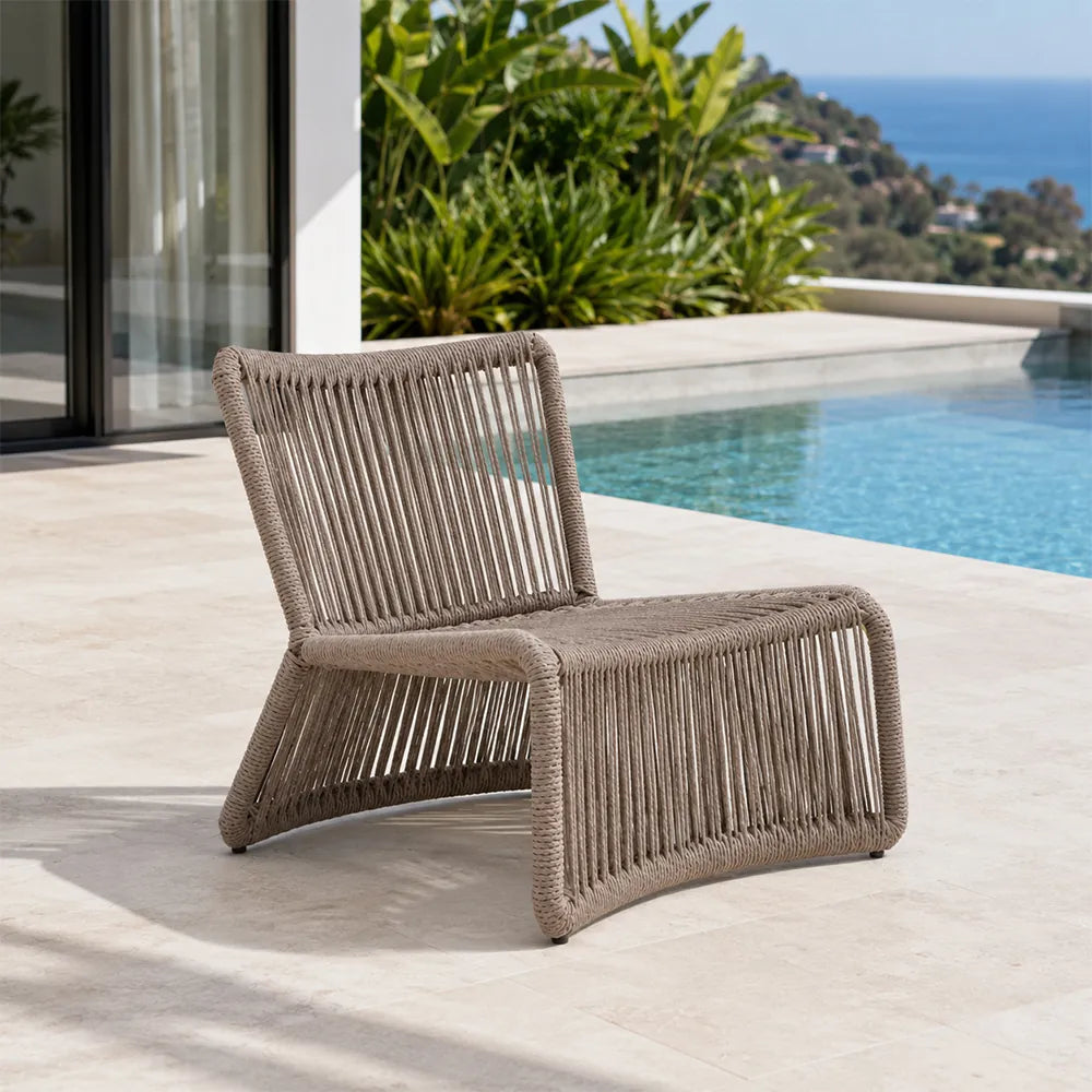 SOLARA Outdoor Lounge Chair - Single Seat Woven Sofa Aluminium Alloy Frame Patio Furniture for Garden Balcony Leisure Spaces - Light Grey