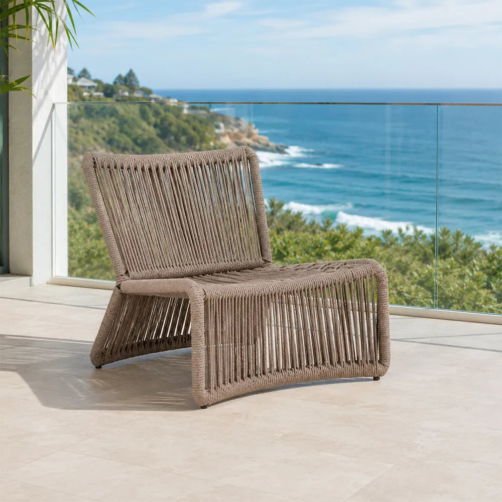 SOLARA Outdoor Lounge Chair - Single Seat Woven Sofa Aluminium Alloy Frame Patio Furniture for Garden Balcony Leisure Spaces - Light Grey