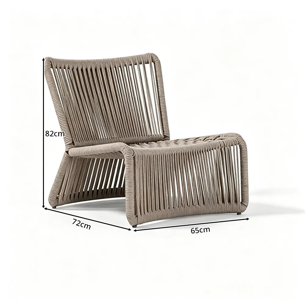SOLARA Outdoor Lounge Chair - Single Seat Woven Sofa Aluminium Alloy Frame Patio Furniture for Garden Balcony Leisure Spaces - Light Grey