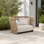 SOLARA Outdoor Lounge Chair - Single Seat Woven Sofa Aluminium Alloy Frame Patio Furniture for Garden Balcony Leisure Spaces - Beige