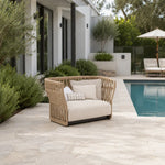 SOLARA Outdoor Lounge Chair - Single Seat Woven Sofa Aluminium Alloy Frame Patio Furniture for Garden Balcony Leisure Spaces - Beige