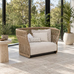 SOLARA Outdoor Lounge Chair - Single Seat Woven Sofa Aluminium Alloy Frame Patio Furniture for Garden Balcony Leisure Spaces - Beige