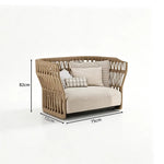 SOLARA Outdoor Lounge Chair - Single Seat Woven Sofa Aluminium Alloy Frame Patio Furniture for Garden Balcony Leisure Spaces - Beige