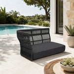 SOLARA Outdoor Corner Sofa - 2 Seater Woven Lounge Sofa Aluminium Alloy Frame Patio Furniture for Garden Balcony Leisure Spaces - Black