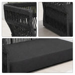 SOLARA Outdoor Corner Sofa - 2 Seater Woven Lounge Sofa Aluminium Alloy Frame Patio Furniture for Garden Balcony Leisure Spaces - Black