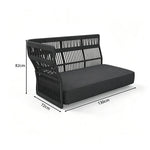 SOLARA Outdoor Corner Sofa - 2 Seater Woven Lounge Sofa Aluminium Alloy Frame Patio Furniture for Garden Balcony Leisure Spaces - Black