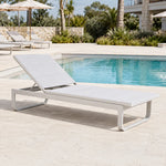 SOLARA Outdoor Sun Lounger - Adjustable Pool Chaise Lounge Aluminium Alloy Frame Patio Furniture for Garden Beach Hotel Leisure Spaces - Grey