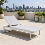 SOLARA Outdoor Sun Lounger - Adjustable Pool Chaise Lounge Aluminium Alloy Frame Patio Furniture for Garden Beach Hotel Leisure Spaces - Grey