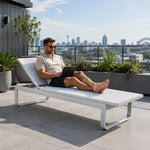 SOLARA Outdoor Sun Lounger - Adjustable Pool Chaise Lounge Aluminium Alloy Frame Patio Furniture for Garden Beach Hotel Leisure Spaces - Grey