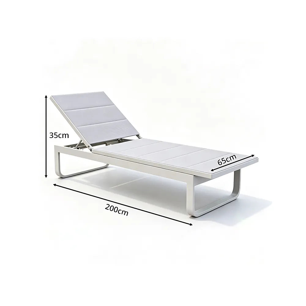SOLARA Outdoor Sun Lounger - Adjustable Pool Chaise Lounge Aluminium Alloy Frame Patio Furniture for Garden Beach Hotel Leisure Spaces - Grey