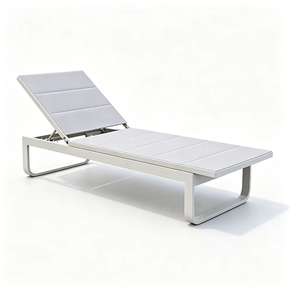 SOLARA Outdoor Sun Lounger - Adjustable Pool Chaise Lounge Aluminium Alloy Frame Patio Furniture for Garden Beach Hotel Leisure Spaces - Grey