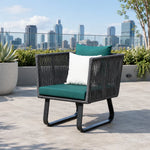 SOLARA Outdoor Lounge Chair - Single Seat Woven Sofa Aluminium Frame Rope Weaving Patio Furniture for Garden Balcony Leisure Spaces - Green