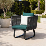SOLARA Outdoor Lounge Chair - Single Seat Woven Sofa Aluminium Frame Rope Weaving Patio Furniture for Garden Balcony Leisure Spaces - Green