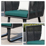 SOLARA Outdoor Lounge Chair - Single Seat Woven Sofa Aluminium Frame Rope Weaving Patio Furniture for Garden Balcony Leisure Spaces - Green