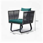 SOLARA Outdoor Lounge Chair - Single Seat Woven Sofa Aluminium Frame Rope Weaving Patio Furniture for Garden Balcony Leisure Spaces - Green