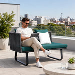 SOLARA Outdoor Corner Sofa - 2 Seater Left Corner Woven Sofa Aluminium Frame Rope Weaving Patio Furniture for Garden Leisure Spaces - Green