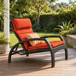 SOLARA Outdoor Sun Lounger - Adjustable Reclining Daybed with Cushion Steel Frame Woven Patio Furniture for Pool Garden Leisure Spaces - Orange