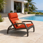 SOLARA Outdoor Sun Lounger - Adjustable Reclining Daybed with Cushion Steel Frame Woven Patio Furniture for Pool Garden Leisure Spaces - Orange