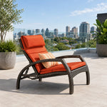 SOLARA Outdoor Sun Lounger - Adjustable Reclining Daybed with Cushion Steel Frame Woven Patio Furniture for Pool Garden Leisure Spaces - Orange