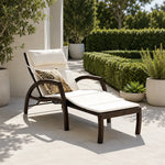 SOLARA Outdoor Sun Lounger - Adjustable Reclining Daybed with Cushion Steel Frame Woven Patio Furniture for Pool Garden Leisure Spaces - White