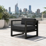 SOLARA Outdoor Lounge Chair - Single Seat Sofa Aluminium Alloy Frame Modern Patio Furniture for Garden Balcony Leisure Spaces - Dark Grey