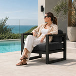 SOLARA Outdoor Lounge Chair - Single Seat Sofa Aluminium Alloy Frame Modern Patio Furniture for Garden Balcony Leisure Spaces - Dark Grey