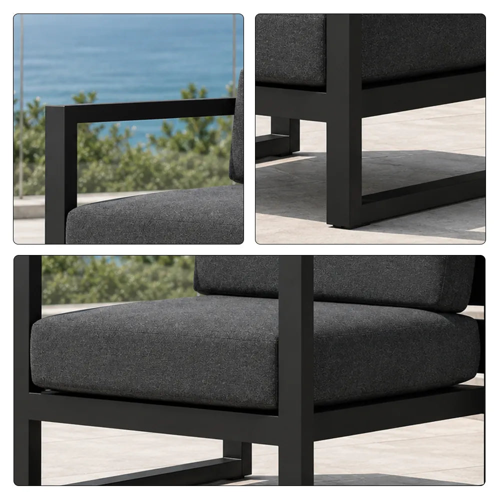 SOLARA Outdoor Lounge Chair - Single Seat Sofa Aluminium Alloy Frame Modern Patio Furniture for Garden Balcony Leisure Spaces - Dark Grey