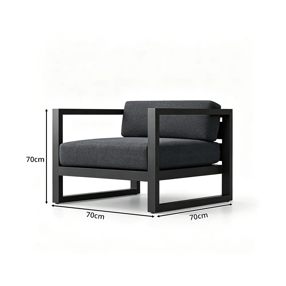 SOLARA Outdoor Lounge Chair - Single Seat Sofa Aluminium Alloy Frame Modern Patio Furniture for Garden Balcony Leisure Spaces - Dark Grey