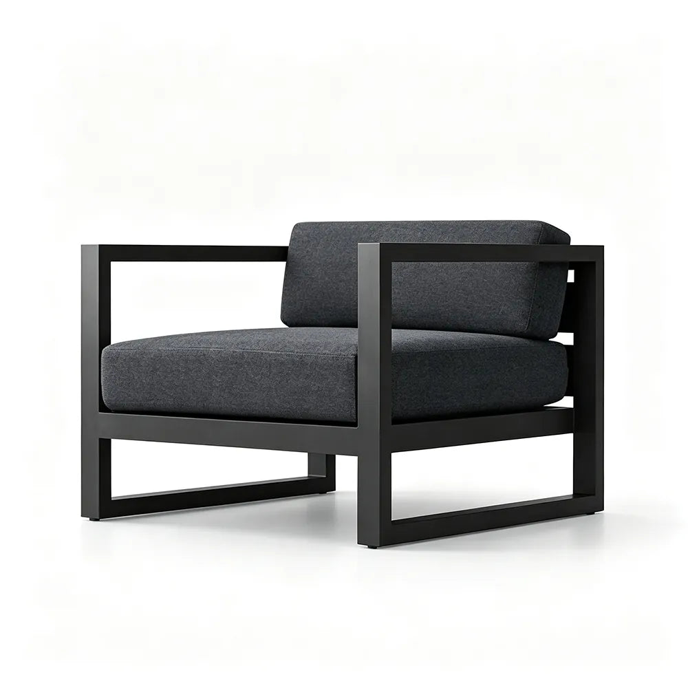 SOLARA Outdoor Lounge Chair - Single Seat Sofa Aluminium Alloy Frame Modern Patio Furniture for Garden Balcony Leisure Spaces - Dark Grey