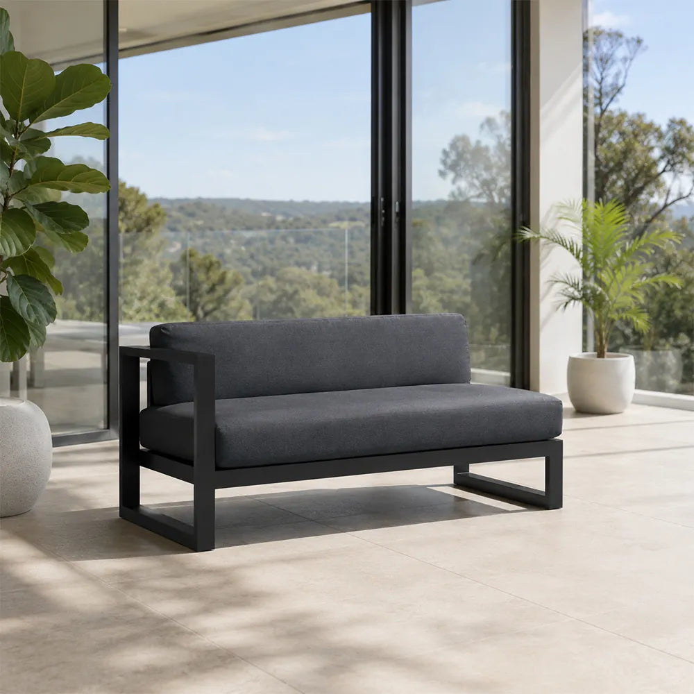 SOLARA Outdoor Corner Sofa - 2 Seater Left Armrest Sofa Aluminium Alloy Frame Modern Patio Furniture for Garden Leisure Spaces - Dark Grey