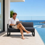 SOLARA Outdoor Corner Sofa - 2 Seater Left Armrest Sofa Aluminium Alloy Frame Modern Patio Furniture for Garden Leisure Spaces - Dark Grey