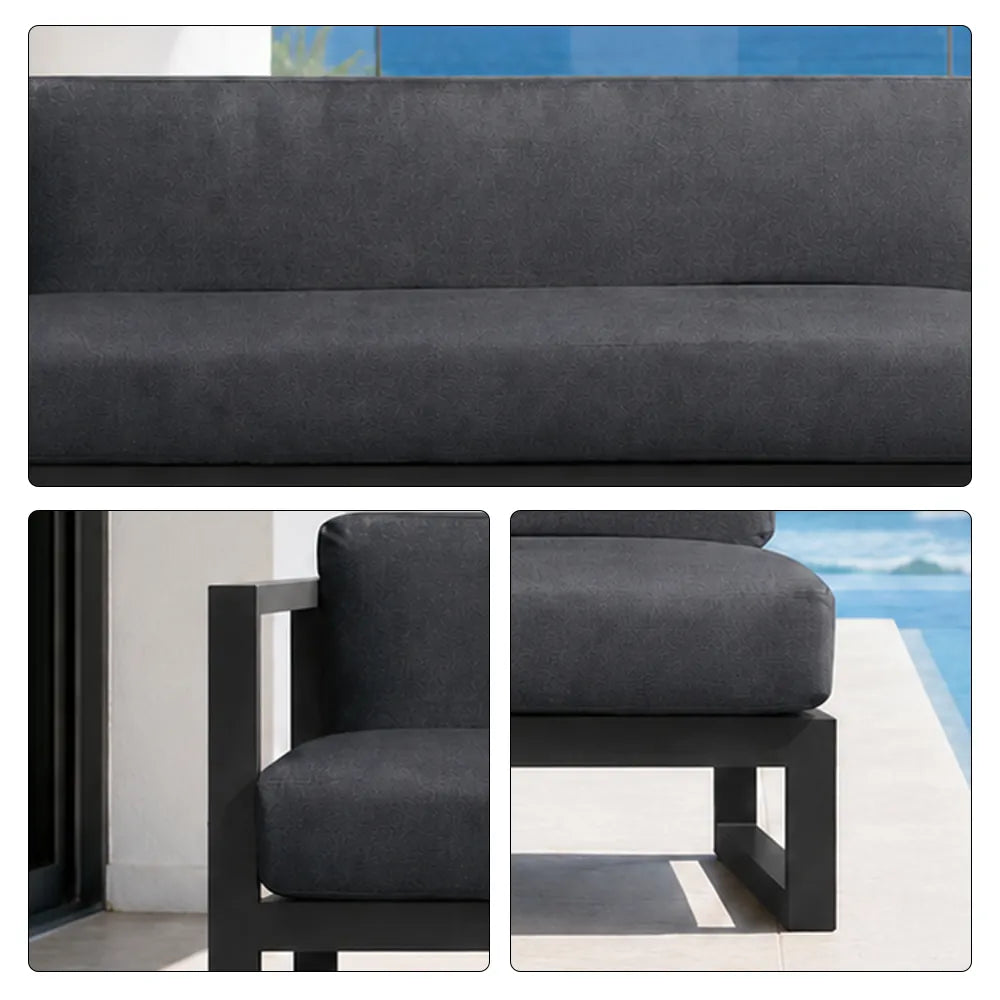 SOLARA Outdoor Corner Sofa - 2 Seater Left Armrest Sofa Aluminium Alloy Frame Modern Patio Furniture for Garden Leisure Spaces - Dark Grey