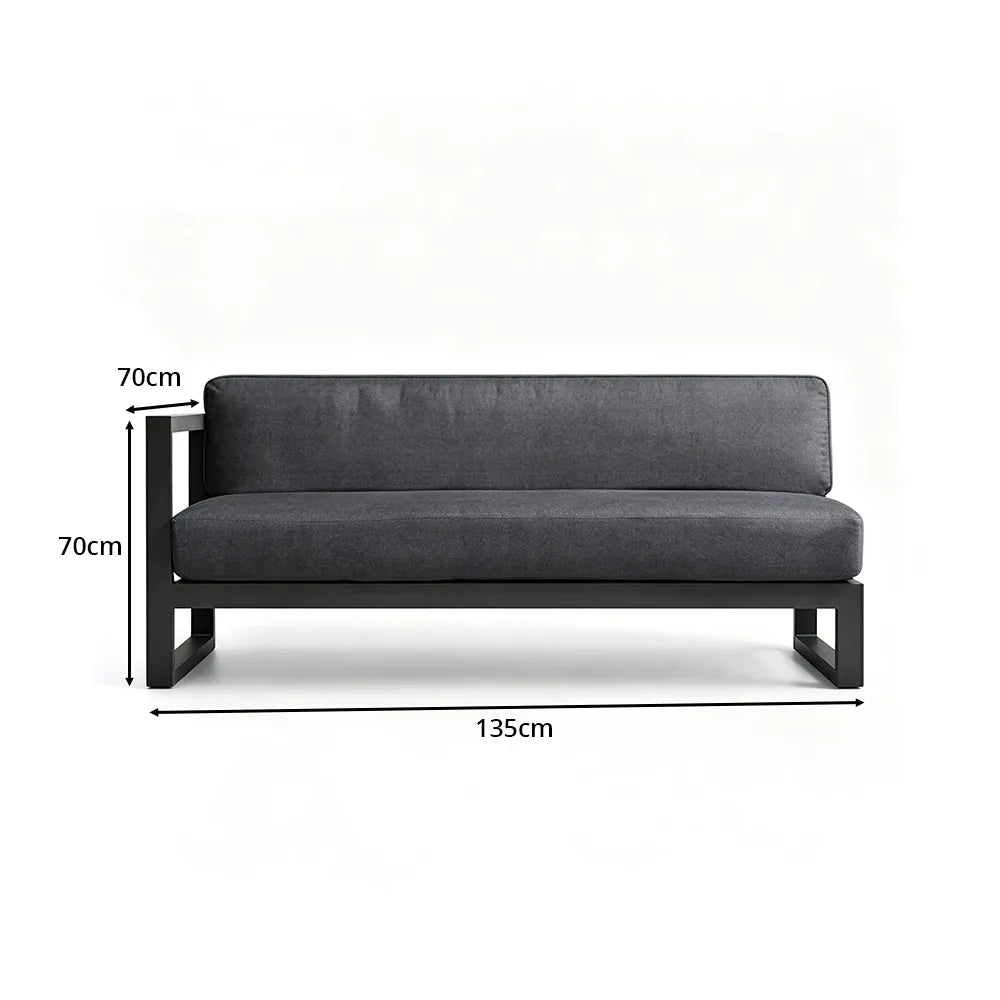 SOLARA Outdoor Corner Sofa - 2 Seater Left Armrest Sofa Aluminium Alloy Frame Modern Patio Furniture for Garden Leisure Spaces - Dark Grey