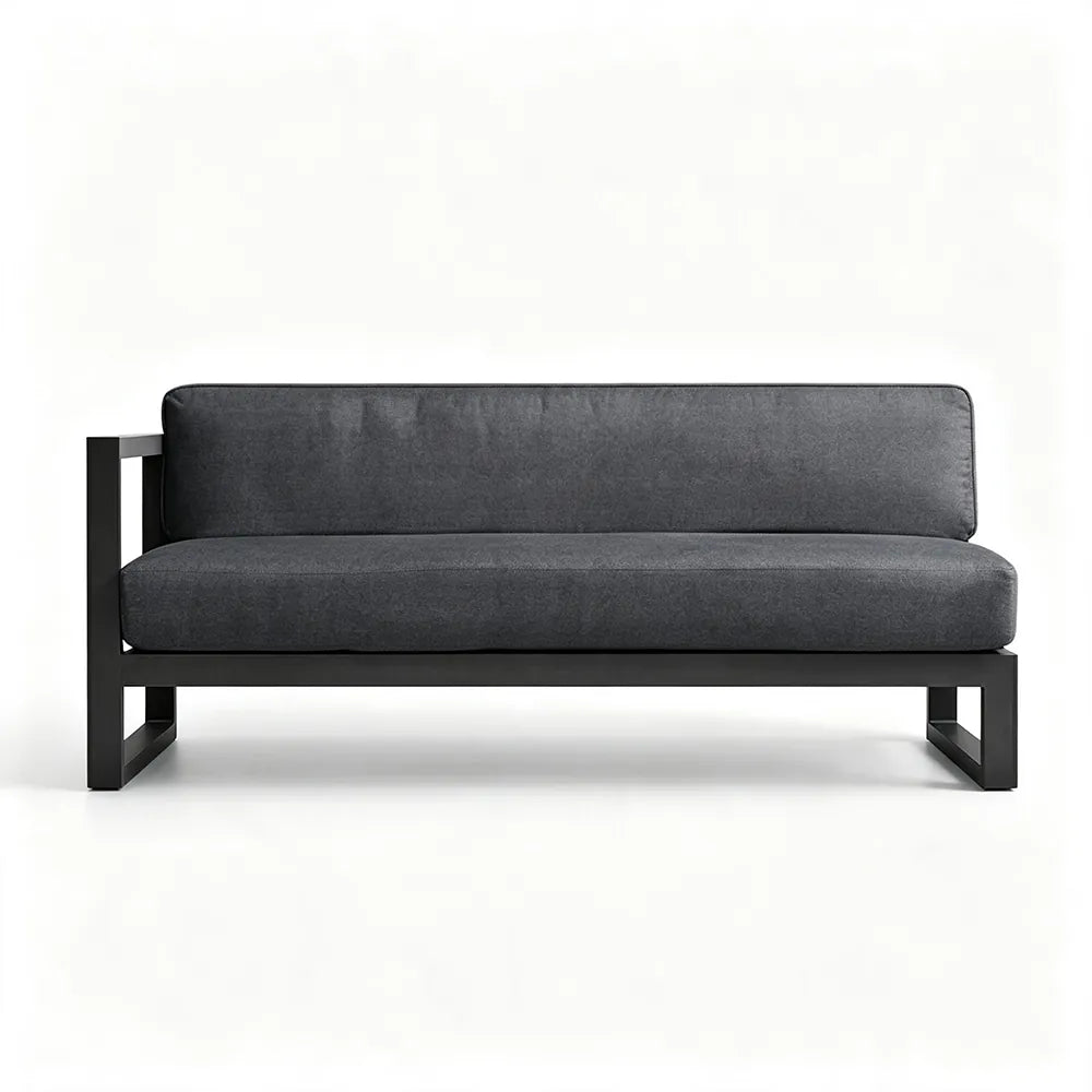 SOLARA Outdoor Corner Sofa - 2 Seater Left Armrest Sofa Aluminium Alloy Frame Modern Patio Furniture for Garden Leisure Spaces - Dark Grey