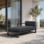 SOLARA Outdoor Chaise Lounge - Left Armrest Daybed Sofa Aluminium Alloy Frame Modern Patio Furniture for Garden Leisure Spaces - Dark Grey