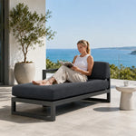 SOLARA Outdoor Chaise Lounge - Left Armrest Daybed Sofa Aluminium Alloy Frame Modern Patio Furniture for Garden Leisure Spaces - Dark Grey