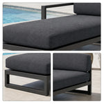 SOLARA Outdoor Chaise Lounge - Left Armrest Daybed Sofa Aluminium Alloy Frame Modern Patio Furniture for Garden Leisure Spaces - Dark Grey