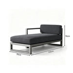 SOLARA Outdoor Chaise Lounge - Left Armrest Daybed Sofa Aluminium Alloy Frame Modern Patio Furniture for Garden Leisure Spaces - Dark Grey