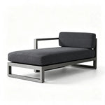 SOLARA Outdoor Chaise Lounge - Left Armrest Daybed Sofa Aluminium Alloy Frame Modern Patio Furniture for Garden Leisure Spaces - Dark Grey