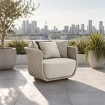 SOLARA Outdoor Lounge Chair - Single Seat Rope Woven Sofa Aluminium Alloy Frame Patio Furniture for Garden Balcony Leisure Spaces - Beige