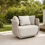 SOLARA Outdoor Lounge Chair - Single Seat Rope Woven Sofa Aluminium Alloy Frame Patio Furniture for Garden Balcony Leisure Spaces - Beige