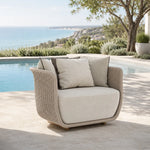 SOLARA Outdoor Lounge Chair - Single Seat Rope Woven Sofa Aluminium Alloy Frame Patio Furniture for Garden Balcony Leisure Spaces - Beige