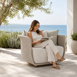 SOLARA Outdoor Lounge Chair - Single Seat Rope Woven Sofa Aluminium Alloy Frame Patio Furniture for Garden Balcony Leisure Spaces - Beige