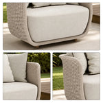 SOLARA Outdoor Lounge Chair - Single Seat Rope Woven Sofa Aluminium Alloy Frame Patio Furniture for Garden Balcony Leisure Spaces - Beige