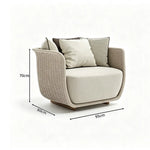 SOLARA Outdoor Lounge Chair - Single Seat Rope Woven Sofa Aluminium Alloy Frame Patio Furniture for Garden Balcony Leisure Spaces - Beige