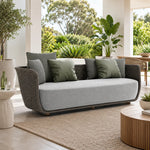 SOLARA Outdoor Sofa - 2 Seater Rope Woven Lounge Sofa Aluminium Alloy Frame Patio Furniture for Garden Balcony Leisure Spaces - Grey
