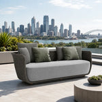 SOLARA Outdoor Sofa - 2 Seater Rope Woven Lounge Sofa Aluminium Alloy Frame Patio Furniture for Garden Balcony Leisure Spaces - Grey