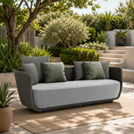SOLARA Outdoor Sofa - 2 Seater Rope Woven Lounge Sofa Aluminium Alloy Frame Patio Furniture for Garden Balcony Leisure Spaces - Grey