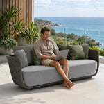 SOLARA Outdoor Sofa - 2 Seater Rope Woven Lounge Sofa Aluminium Alloy Frame Patio Furniture for Garden Balcony Leisure Spaces - Grey